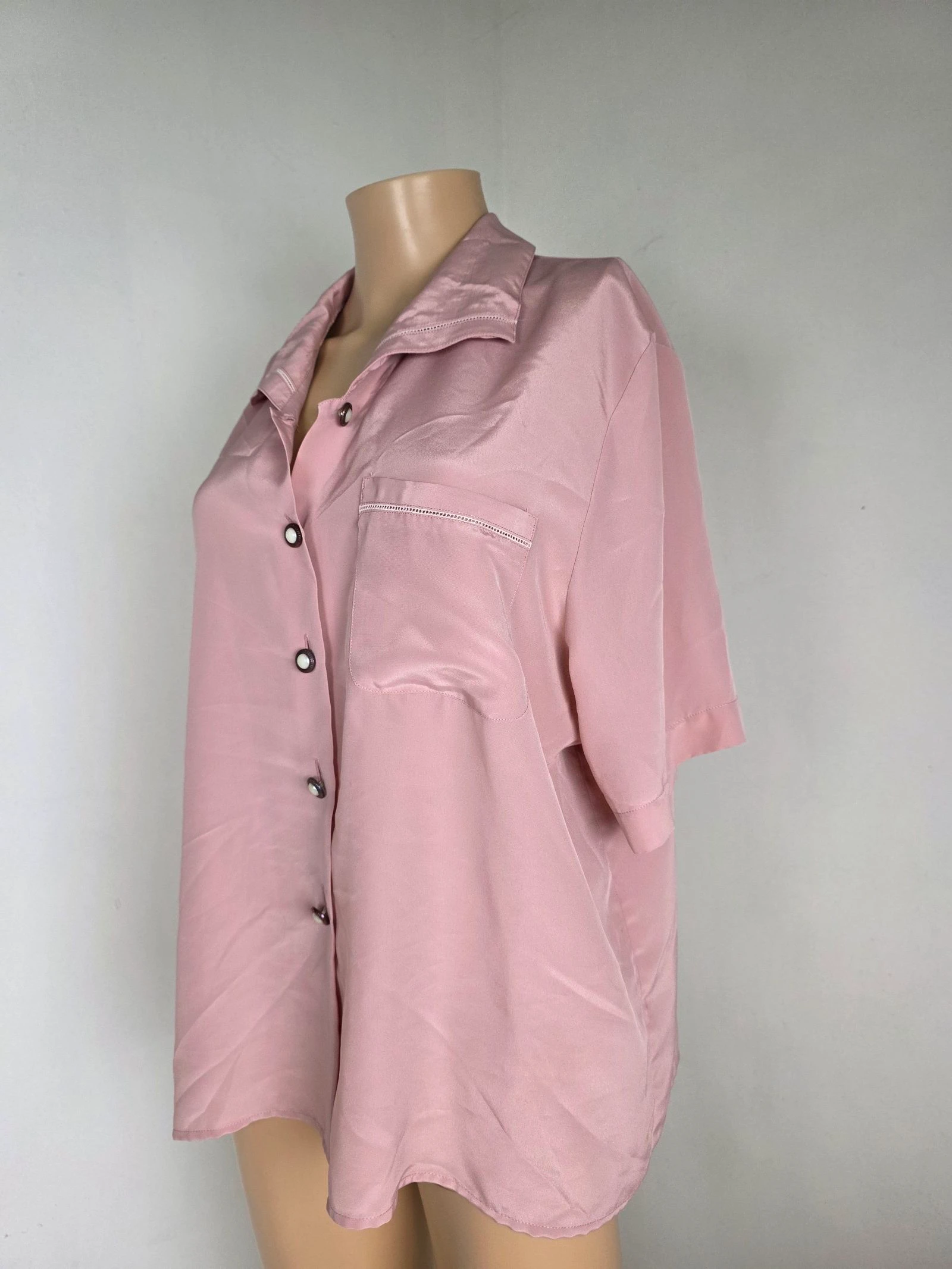🍒Vintage 90's Frans merk🍒 satijn roze poeder nathalie andersen maat 42/44 hemd – photo 3